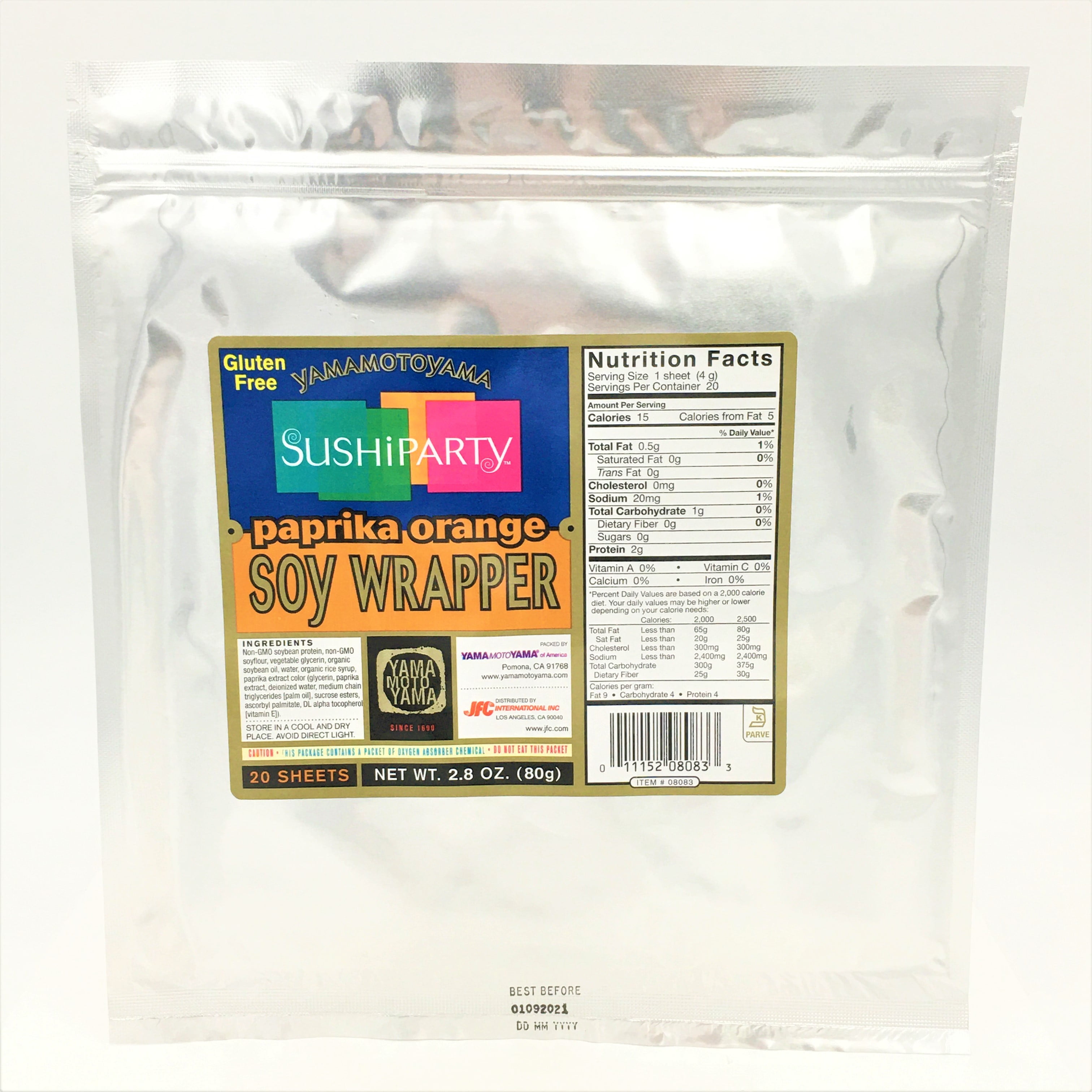 Yamamotoyama, Sushi Party Soy Wrappers, Paprika Orange, 20 sheets