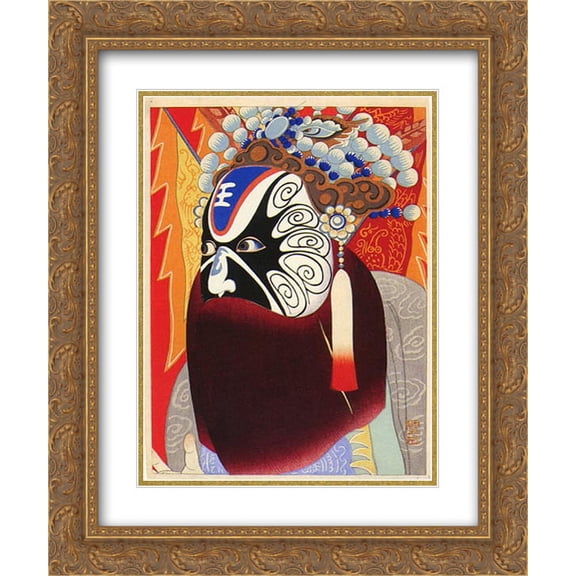 Yamamura Toyonari 2x Matted 20x24 Gold Ornate Framed Art Print 'Actor in Chinese Play'