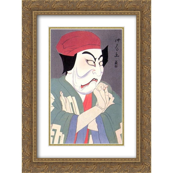 Yamamura Toyonari 2x Matted 20x24 Gold Ornate Framed Art Print 'Matsumoto Koshiro VII as Sekibei'