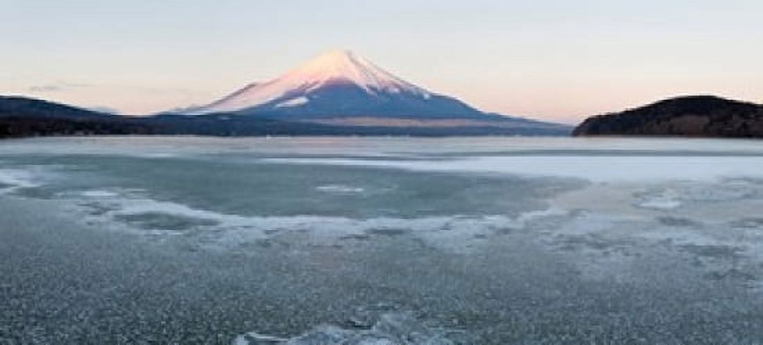 Yamanaka Lake covered with ice and Mt Fuji in the background Yamanakako Yamanashi Prefecture Japan Canvas Art - Panoramic Images (30 x 14)