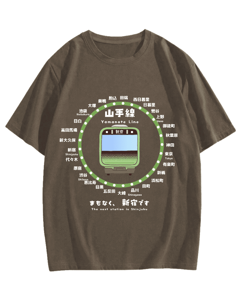 Yamanote Line Map Info Cotton casual T-shirt - Walmart.com