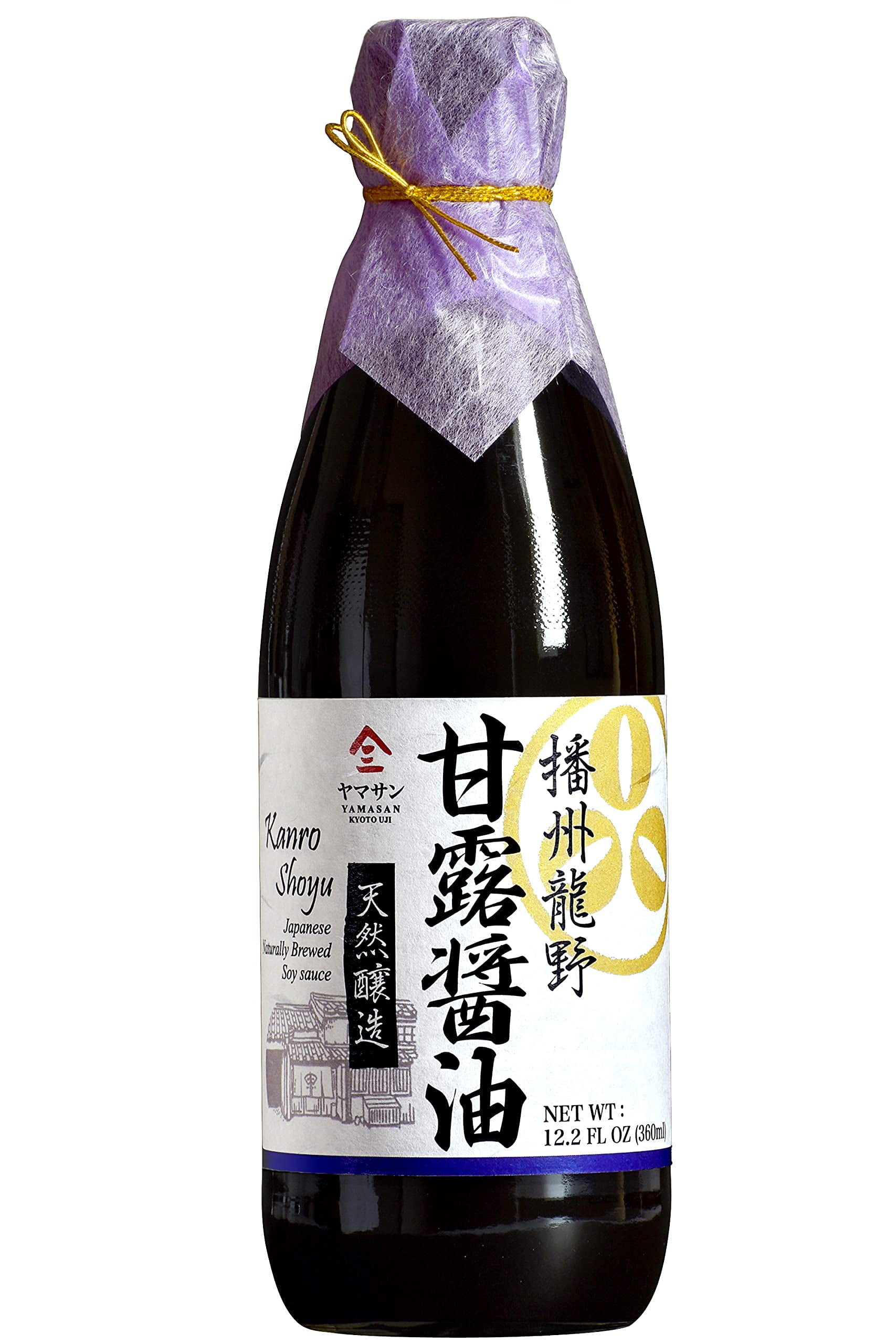 YAMASAN KYOTO UJI Soy Sauce Double Brewed Vintage 1000 Days Aged, Japanese Artisanal Handmade, Naturally Brewed, No Additives, Non-GMO, Made in Japan, 360ml (12.2 Fl Oz)