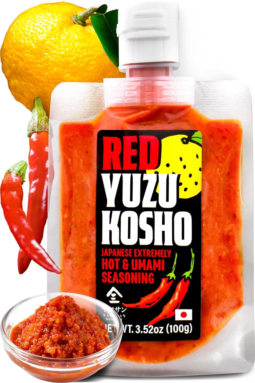 Yamasan Yuzu Kosho Japanese Spicy Red Pepper Paste, Umami Seasoning, 3.52oz