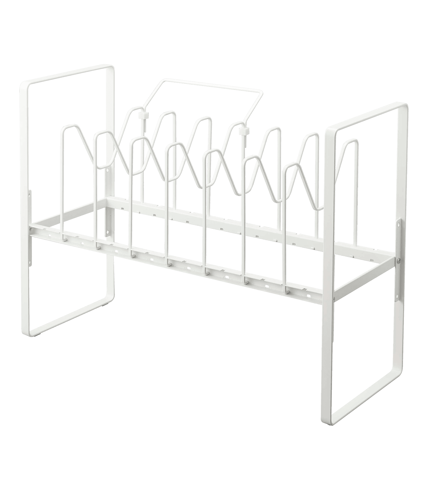 White Adjustable Steel Pots and Pans Organizer Rack