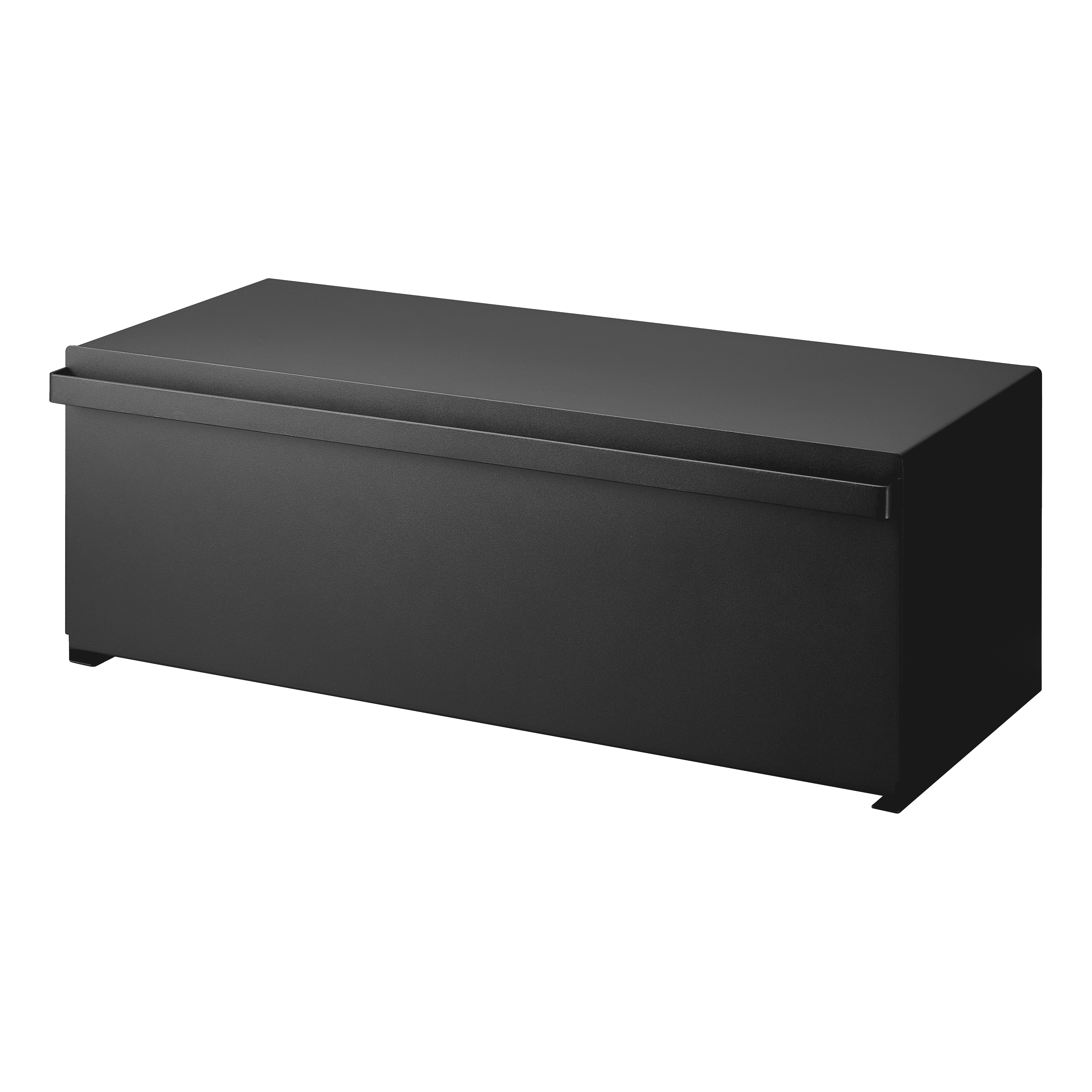 Wide Black Steel Bread Box with Magnetic Door