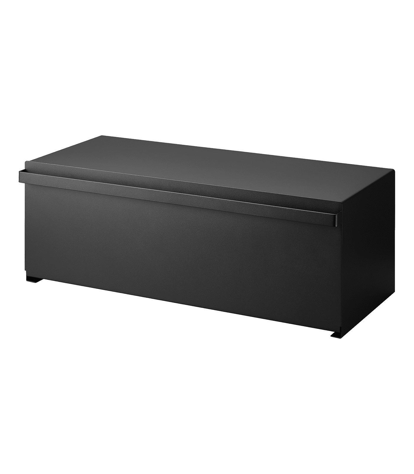 Wide Black Steel Bread Box with Magnetic Door