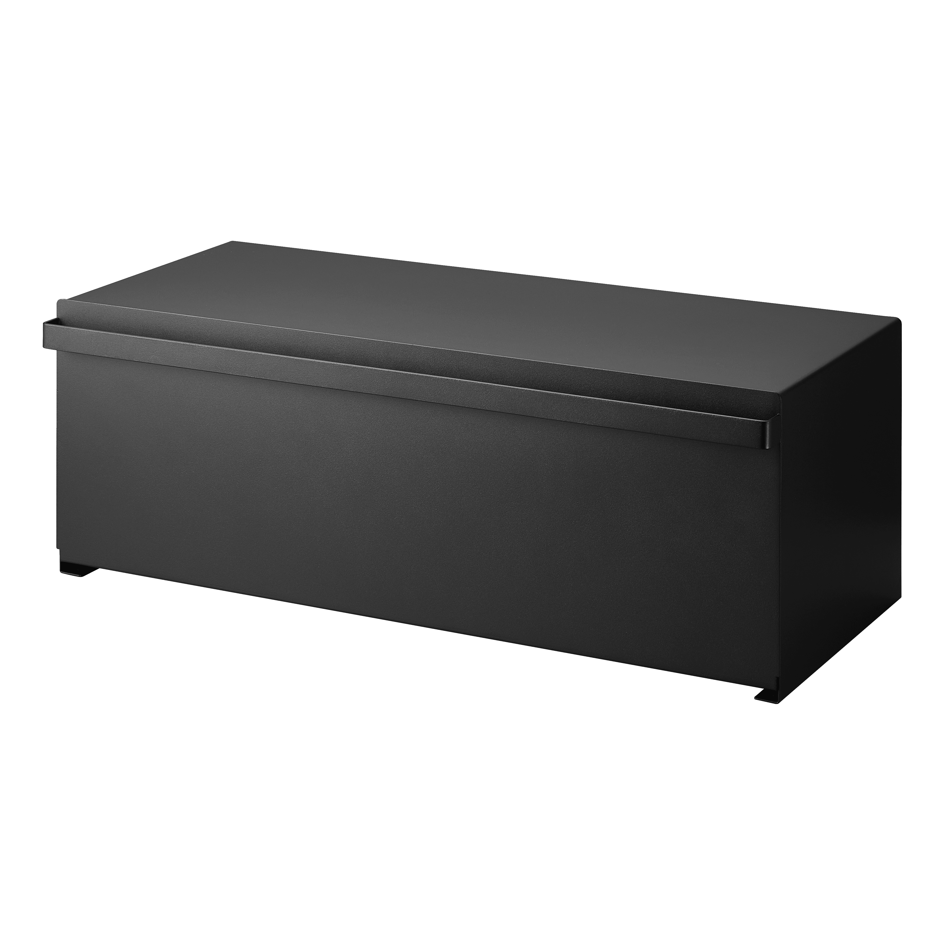 Wide Black Steel Bread Box with Magnetic Door