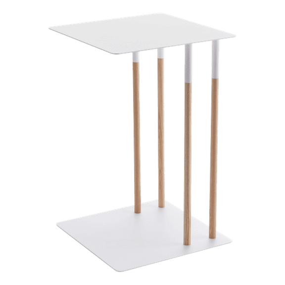 Yamazaki Home C Side Table, White, Steel, Supports 11 pounds