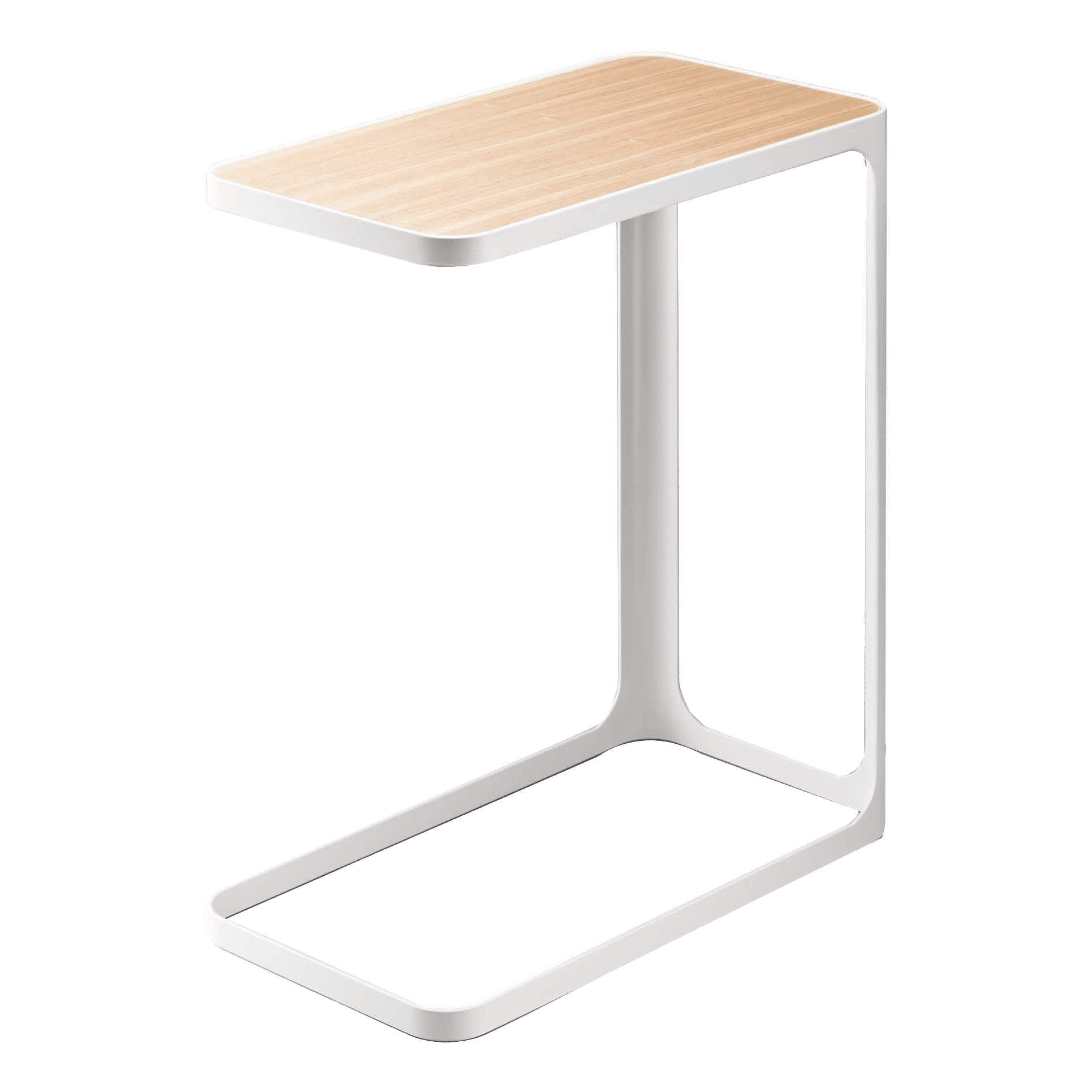 Minimalist Metal and Wood C-Shaped Side Table - Compact and Versatile