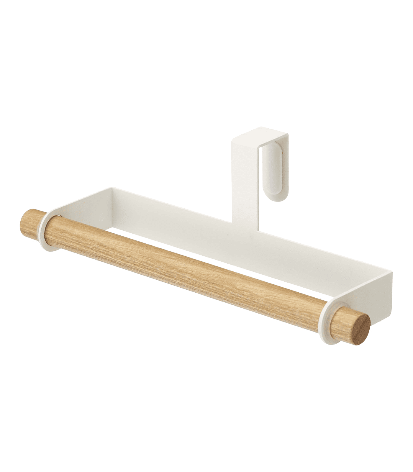 White and Wood Over the Door Kitchen Towel Hanger