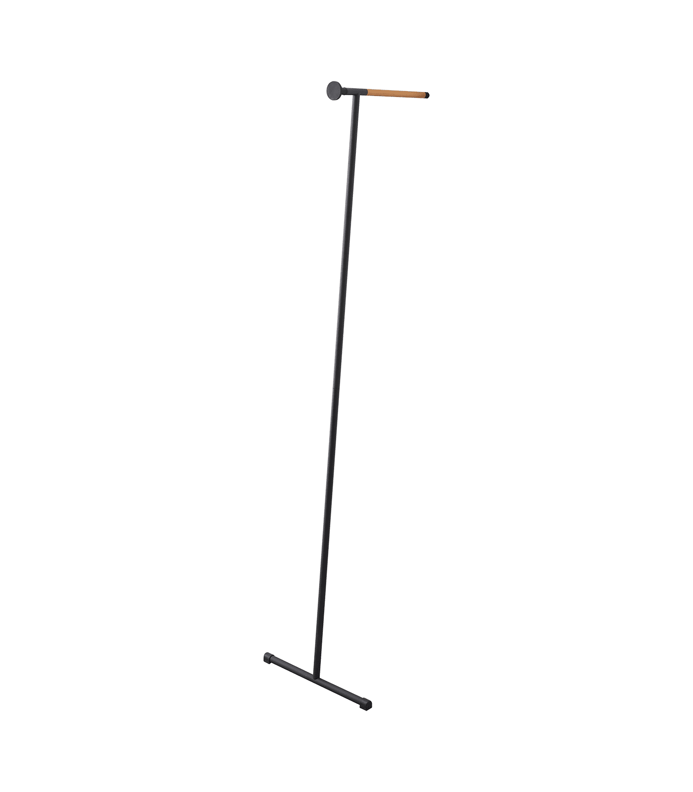 Slim Black Steel and Wood Freestanding Coat Rack