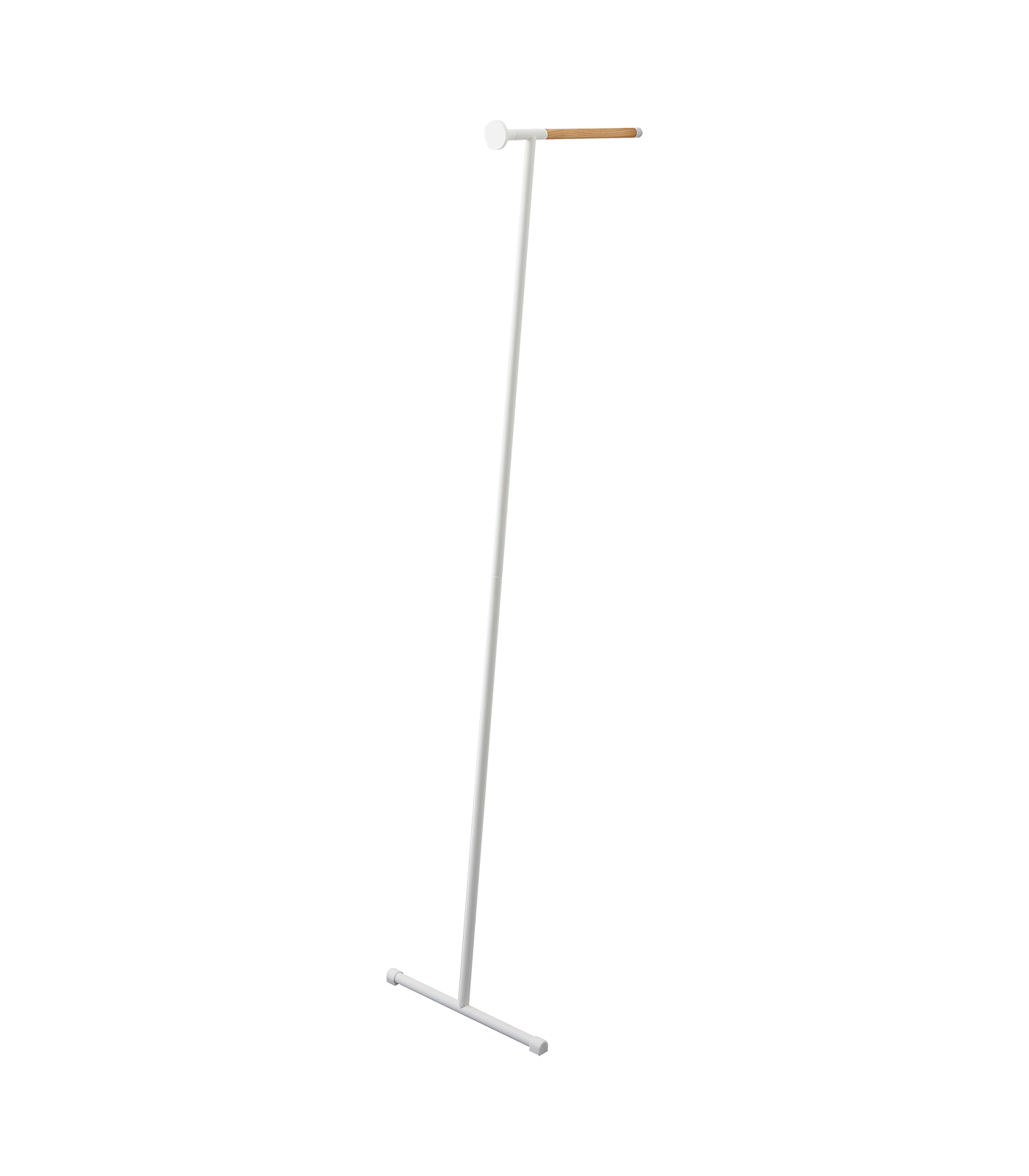 White Steel and Wood Leaning Clothes Hanger