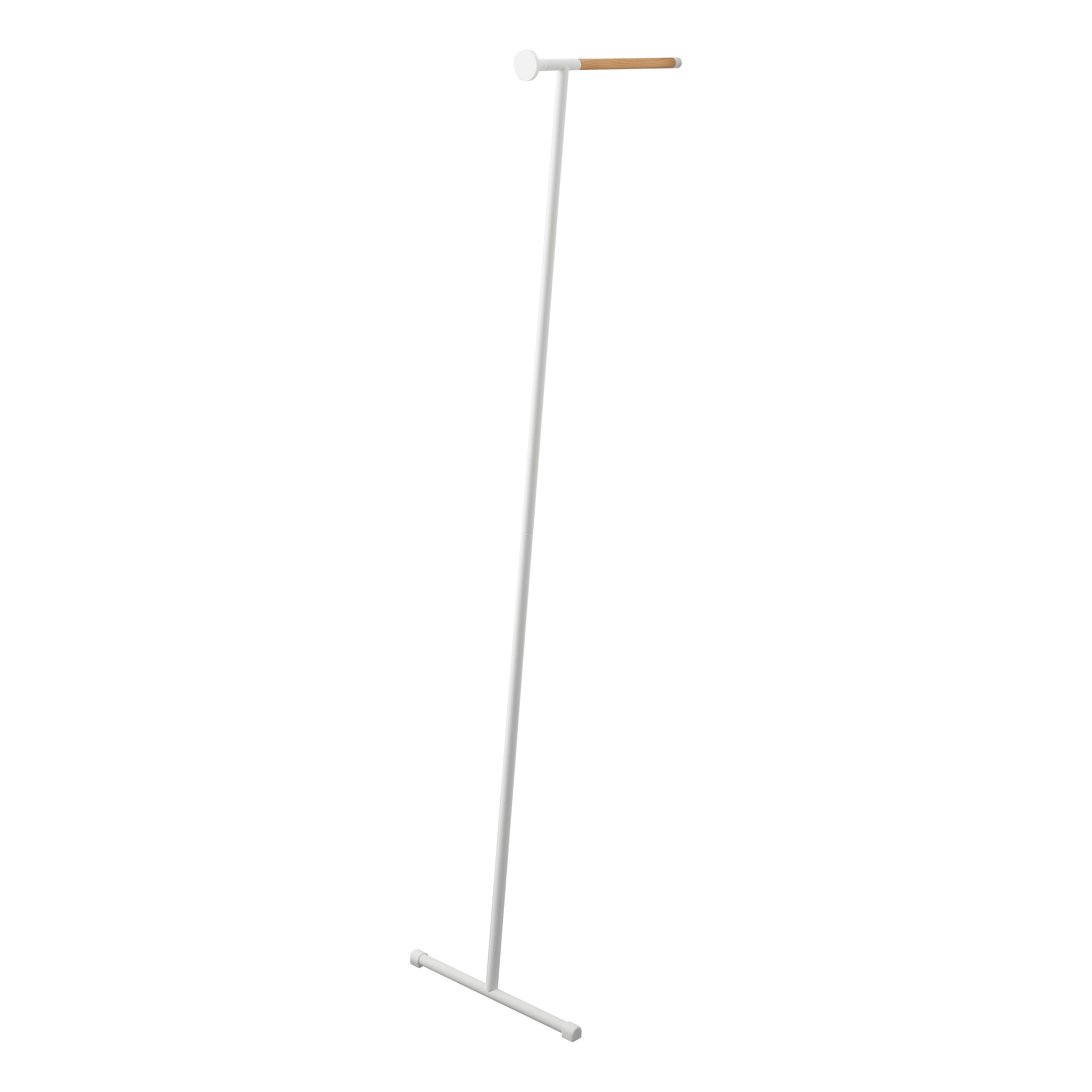 White Steel and Wood Leaning Clothes Hanger