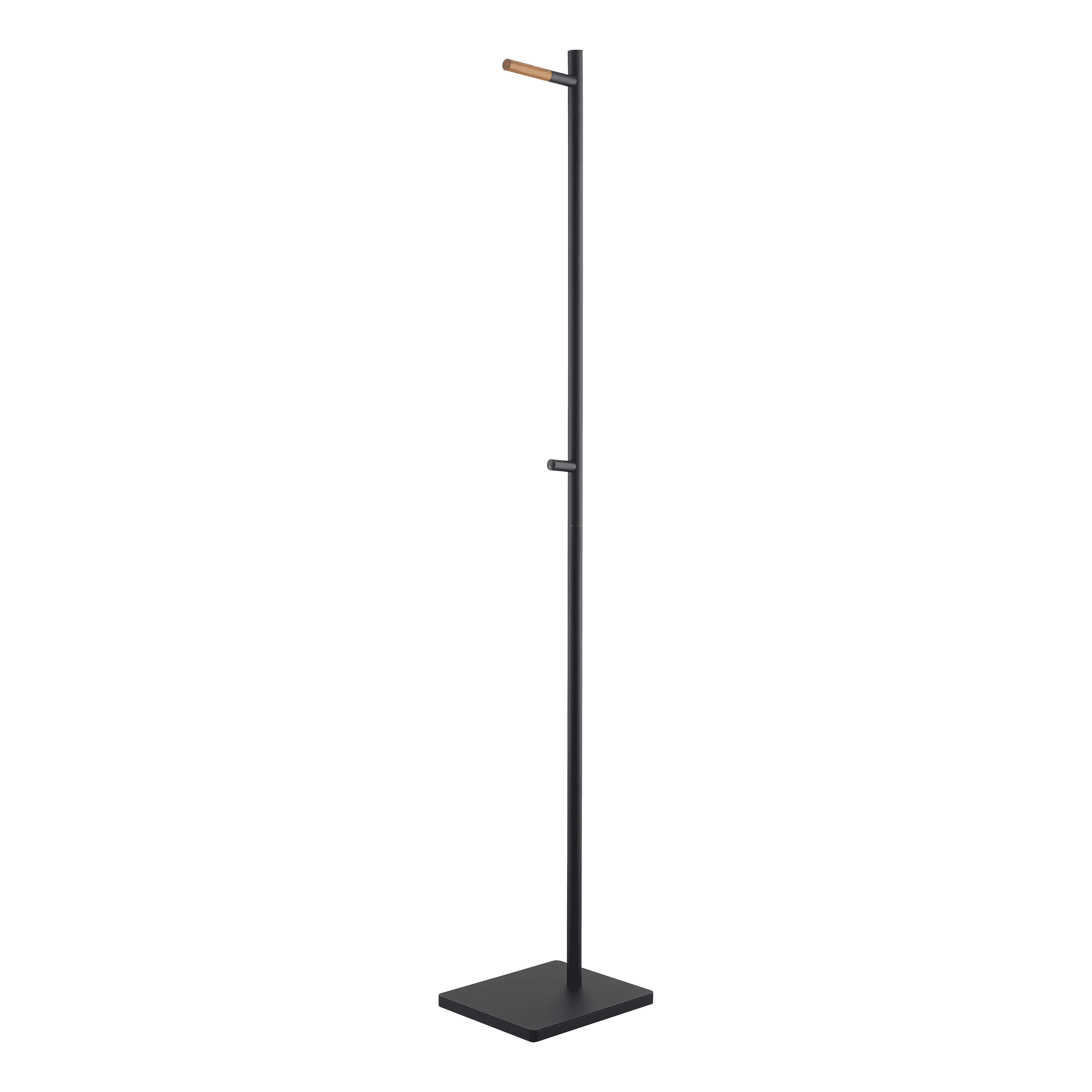 Black Steel and Wood Minimalist Coat Rack
