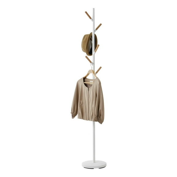 Yamazaki Home Coat Rack, Steel, Holds 26.4 lbs - L 11.02 x W 11.02 x H 69.69 inches White