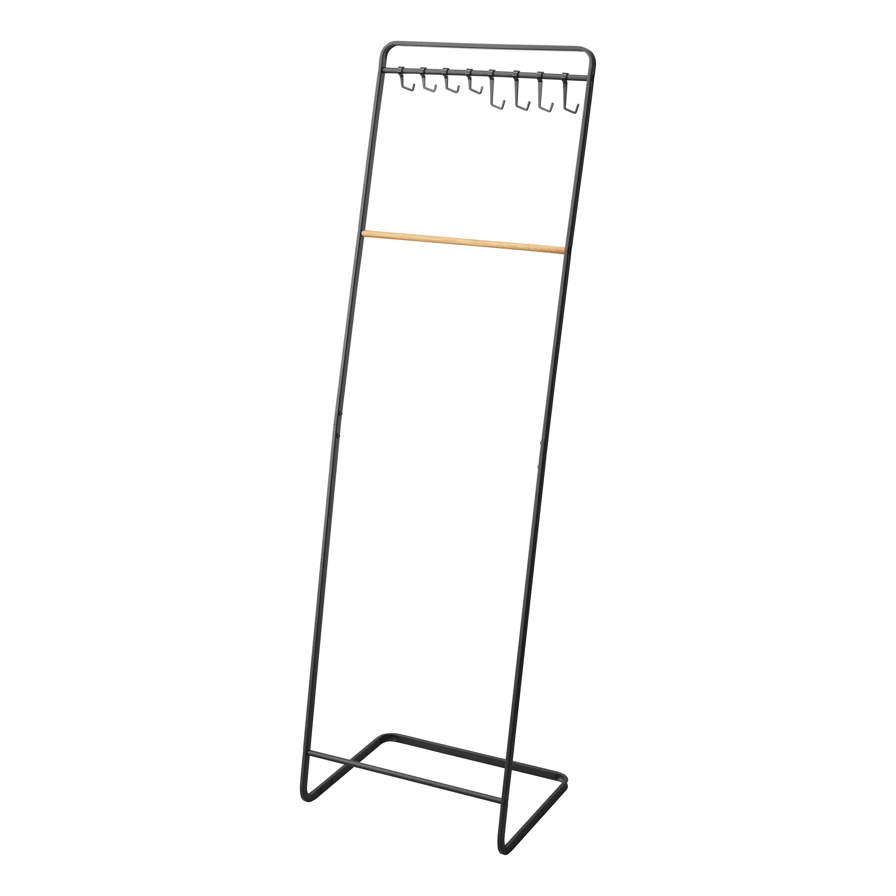 White and Natural Wood 8-Hook Freestanding Coat Rack
