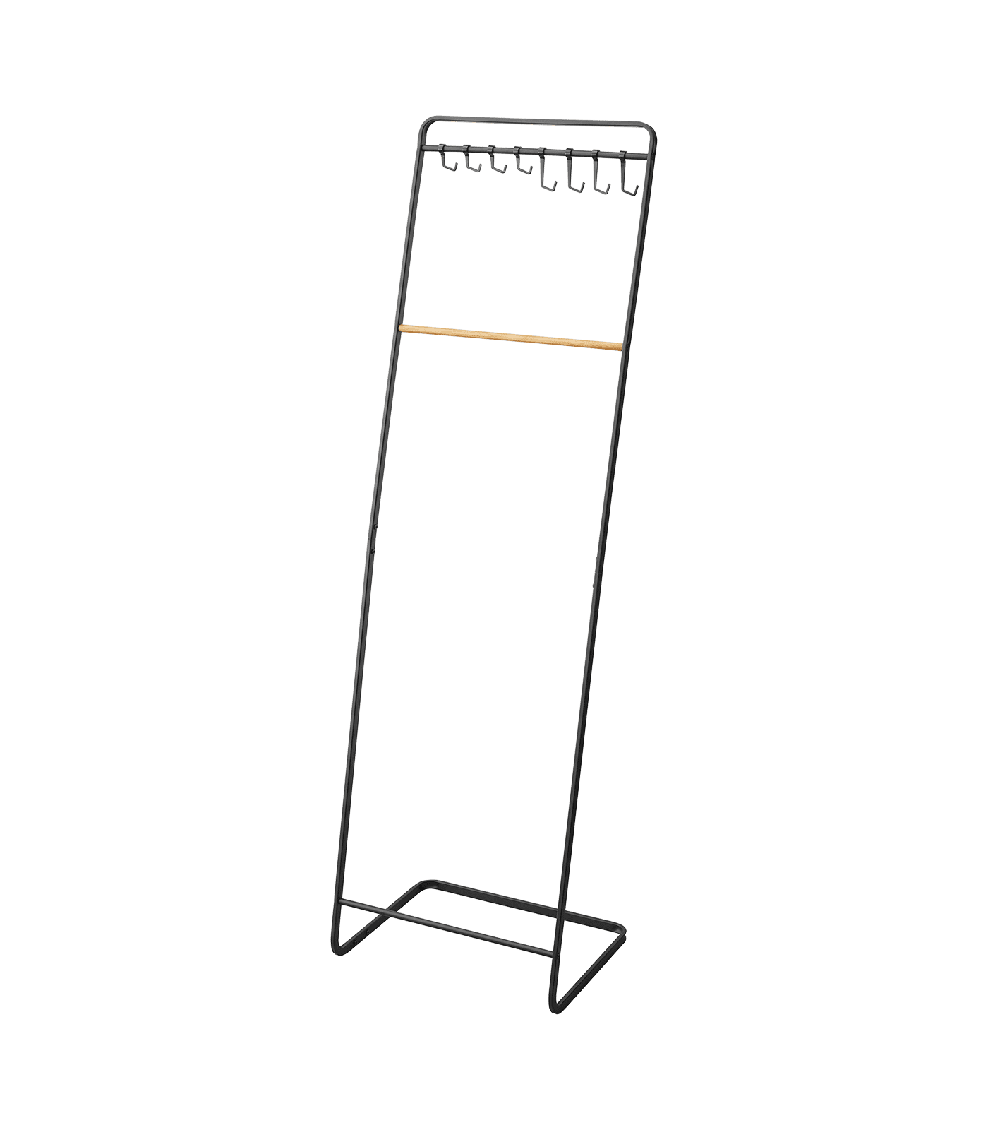 White and Natural Wood 8-Hook Freestanding Coat Rack