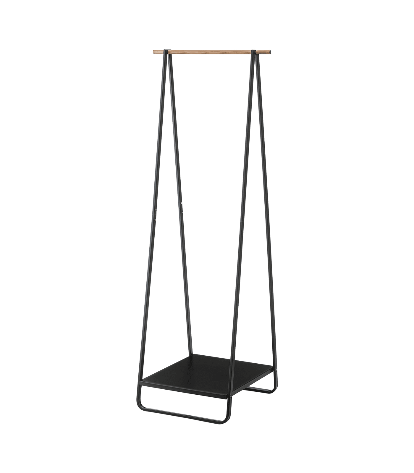 Slim Black Steel Freestanding Hanger Rack with Shelf