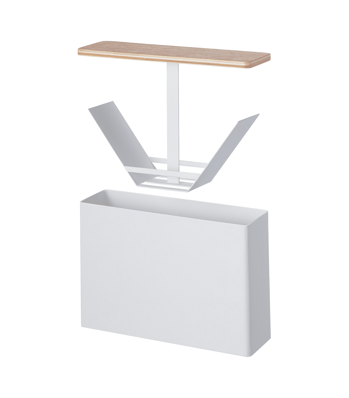 White Steel and Wood Coffee Filter Holder with Lid