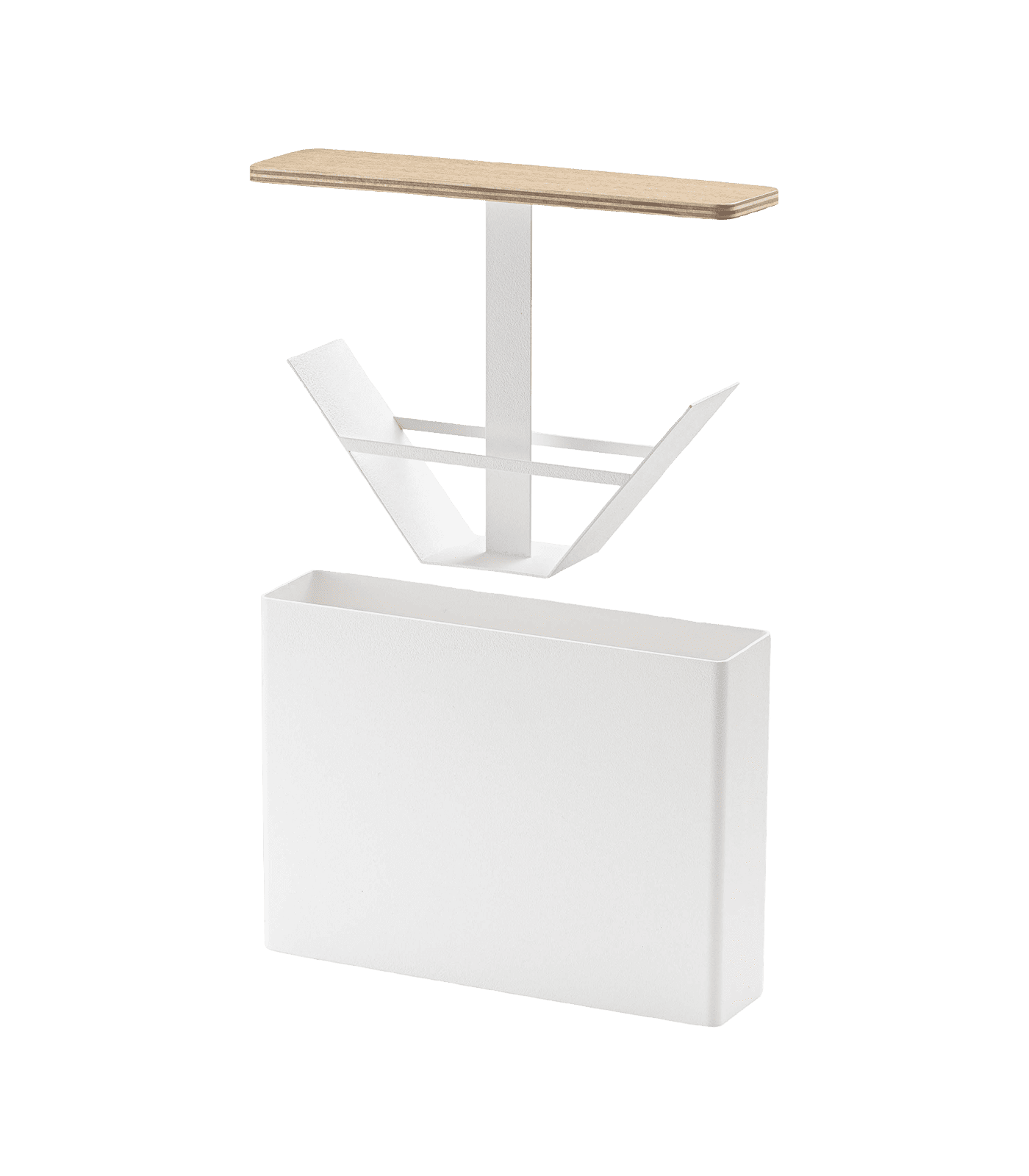 White Steel and Wood Coffee Filter Case with Lid