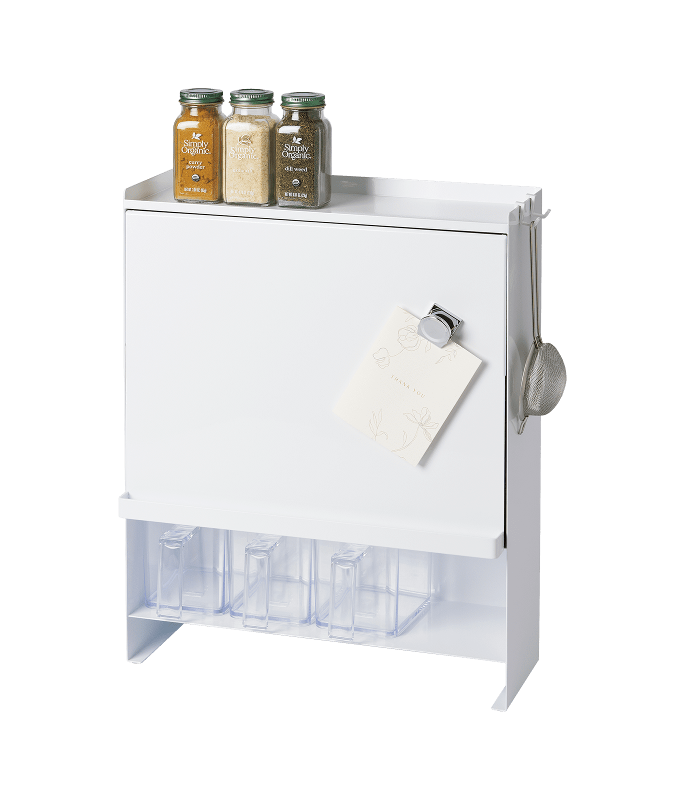 White Steel Concealable Magnetic Countertop Spice Rack