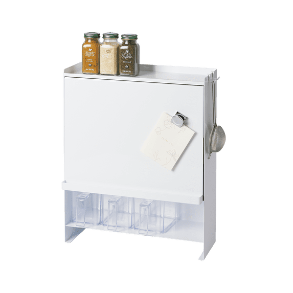 Yamazaki Home Concealable Spice Rack, White, Steel, No Assembly