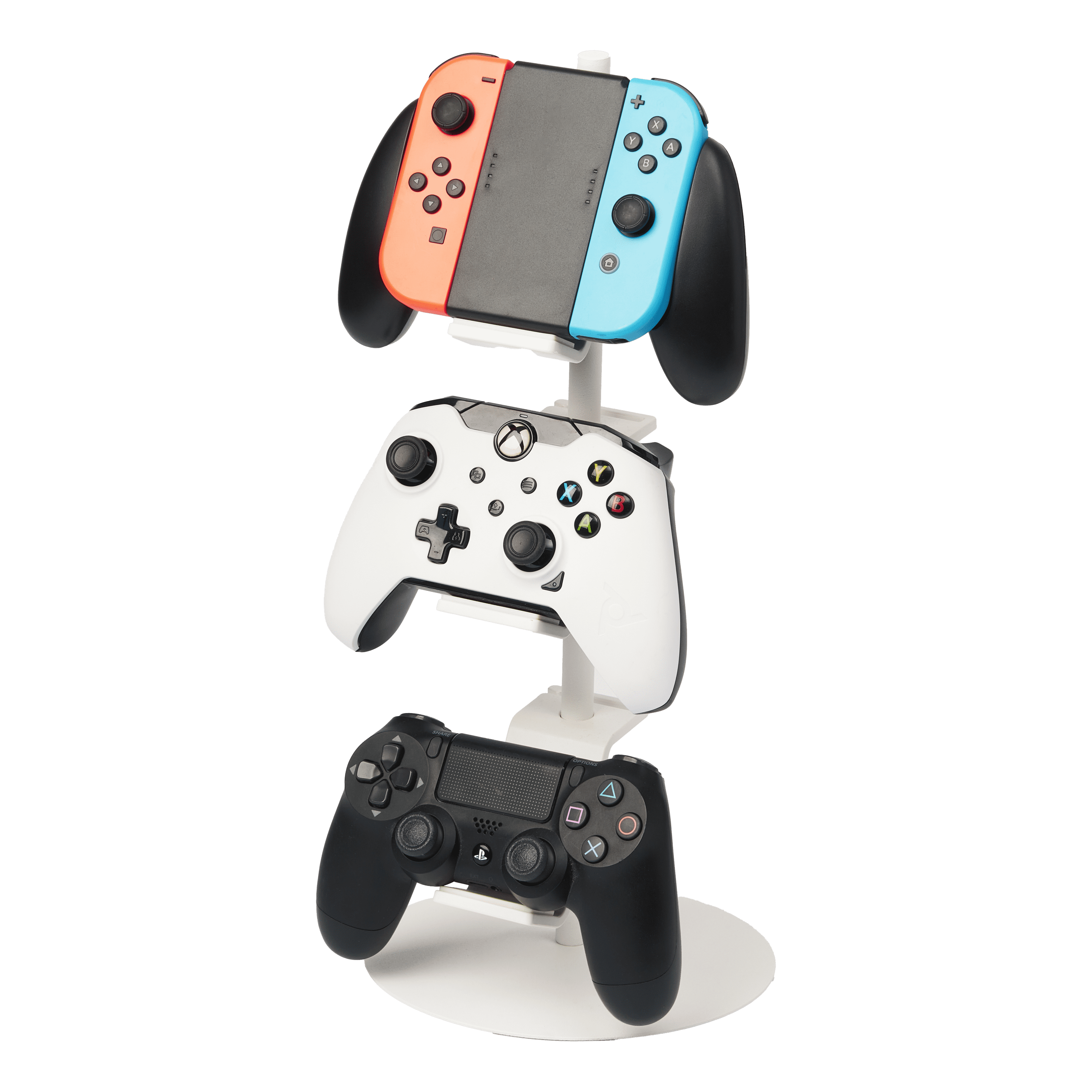 White Adjustable Steel Three-Tier Game Controller Stand