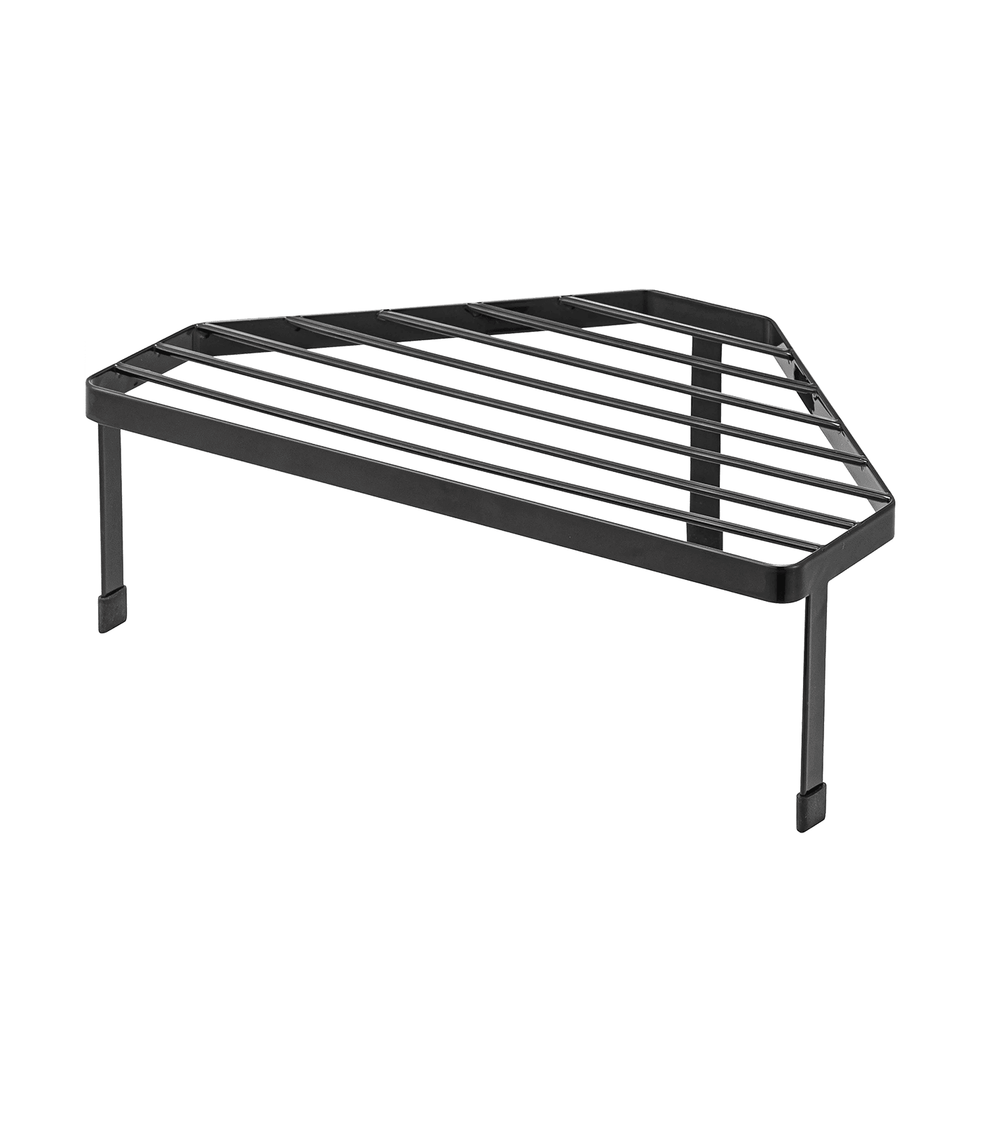 Black Steel One-Tier Corner Stove Top Rack