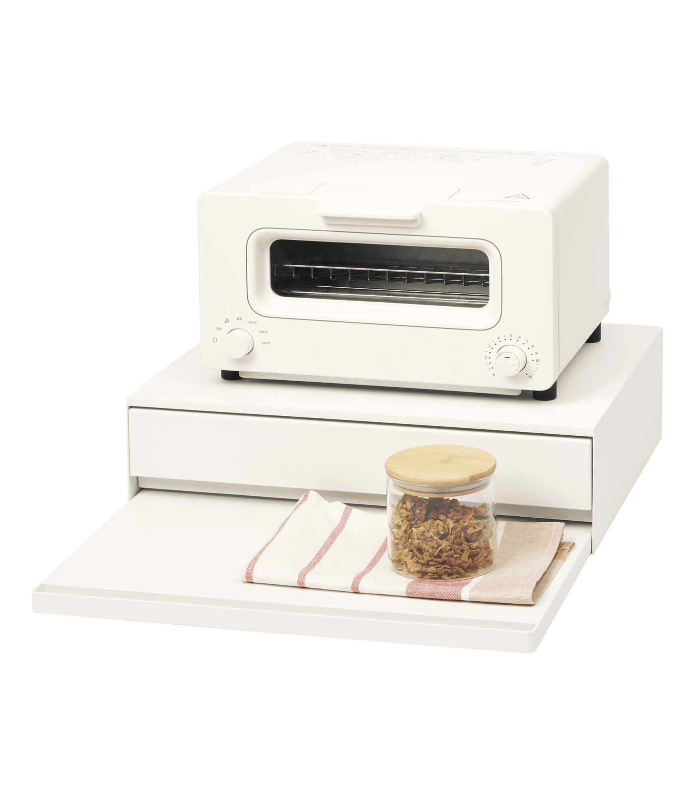 White Steel Kitchen Countertop Organizer with Pull-Out Shelf