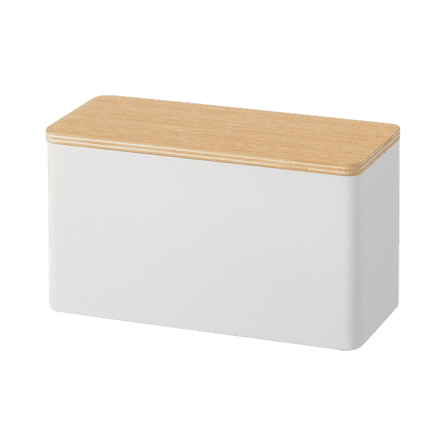 Yamazaki Home Countertop Organizer, White, Steel + Wood, Lid, Sliding
