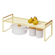 Yamazaki Home Countertop Wire Shelf, Yellow, Steel + Wood, Supports 11 pounds