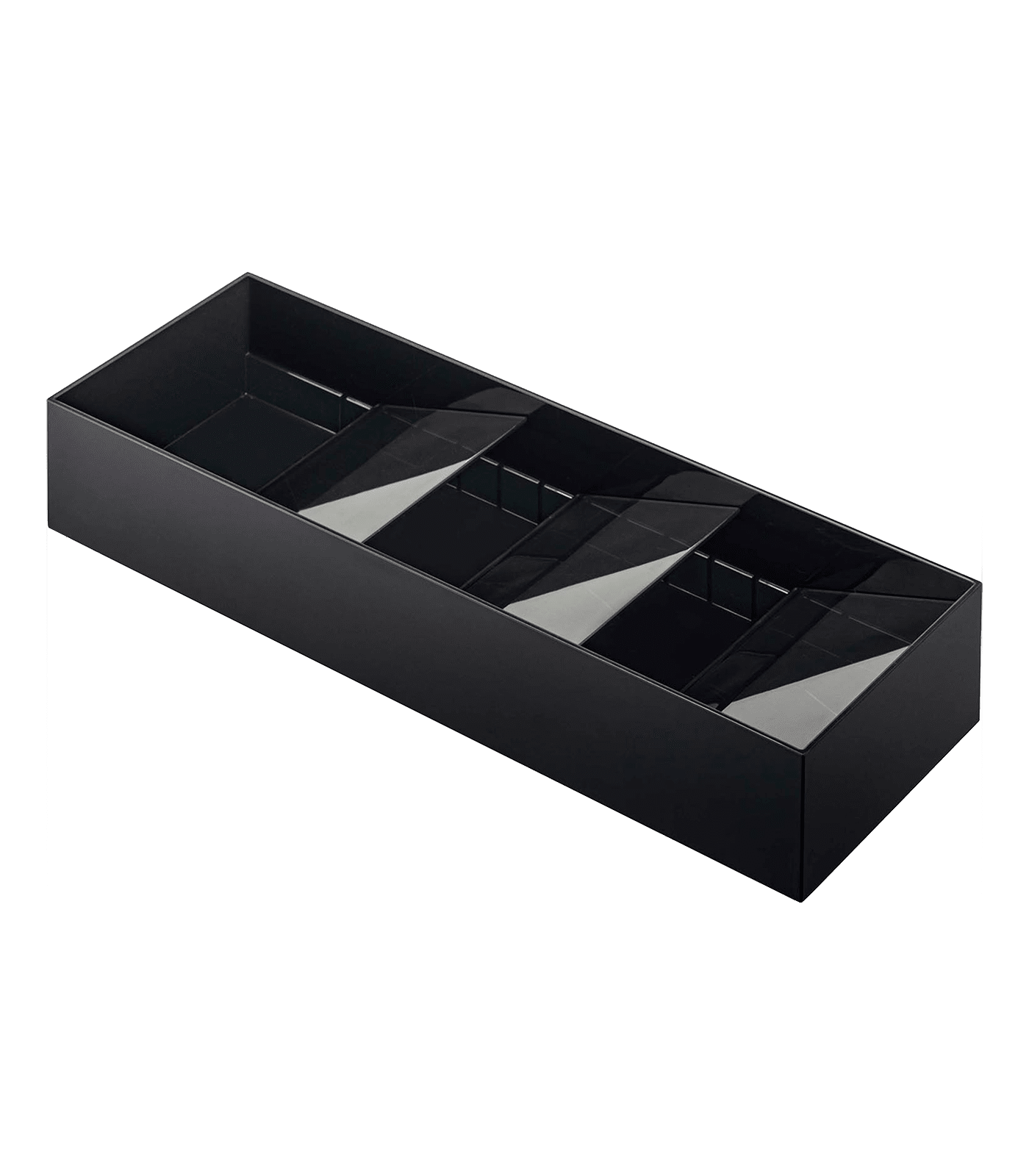 Compact Black Adjustable Plastic Cutlery Organizer Tray