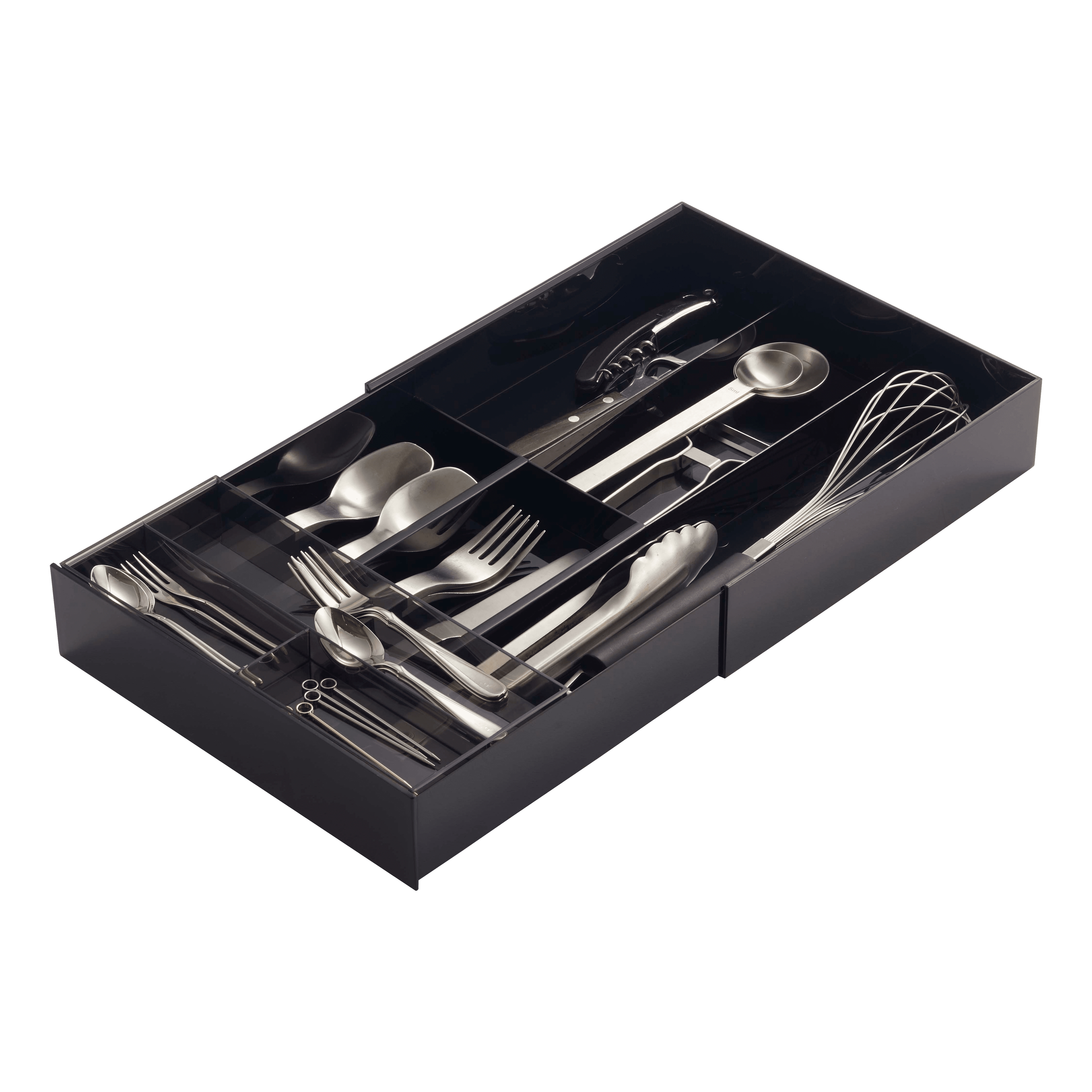 Black Adjustable Expandable Plastic Cutlery Drawer Organizer