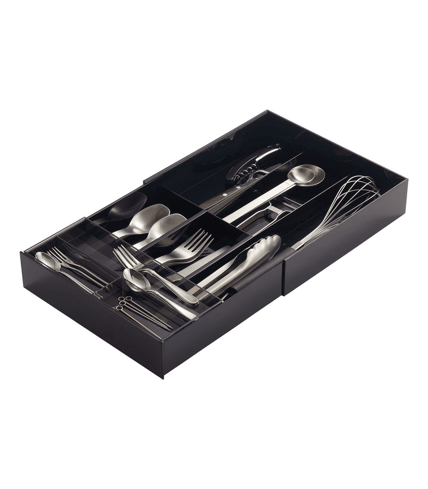 Black Adjustable Expandable Plastic Cutlery Drawer Organizer