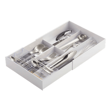 Yamazaki Home Cutlery Organizer - Three Styles, White, ABS Plastic, Expandable II, Adjustable, Expandable, No Assembly