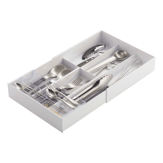 Yamazaki Home Cutlery Organizer - Three Styles, White, ABS Plastic, Expandable II, Adjustable, Expandable, No Assembly