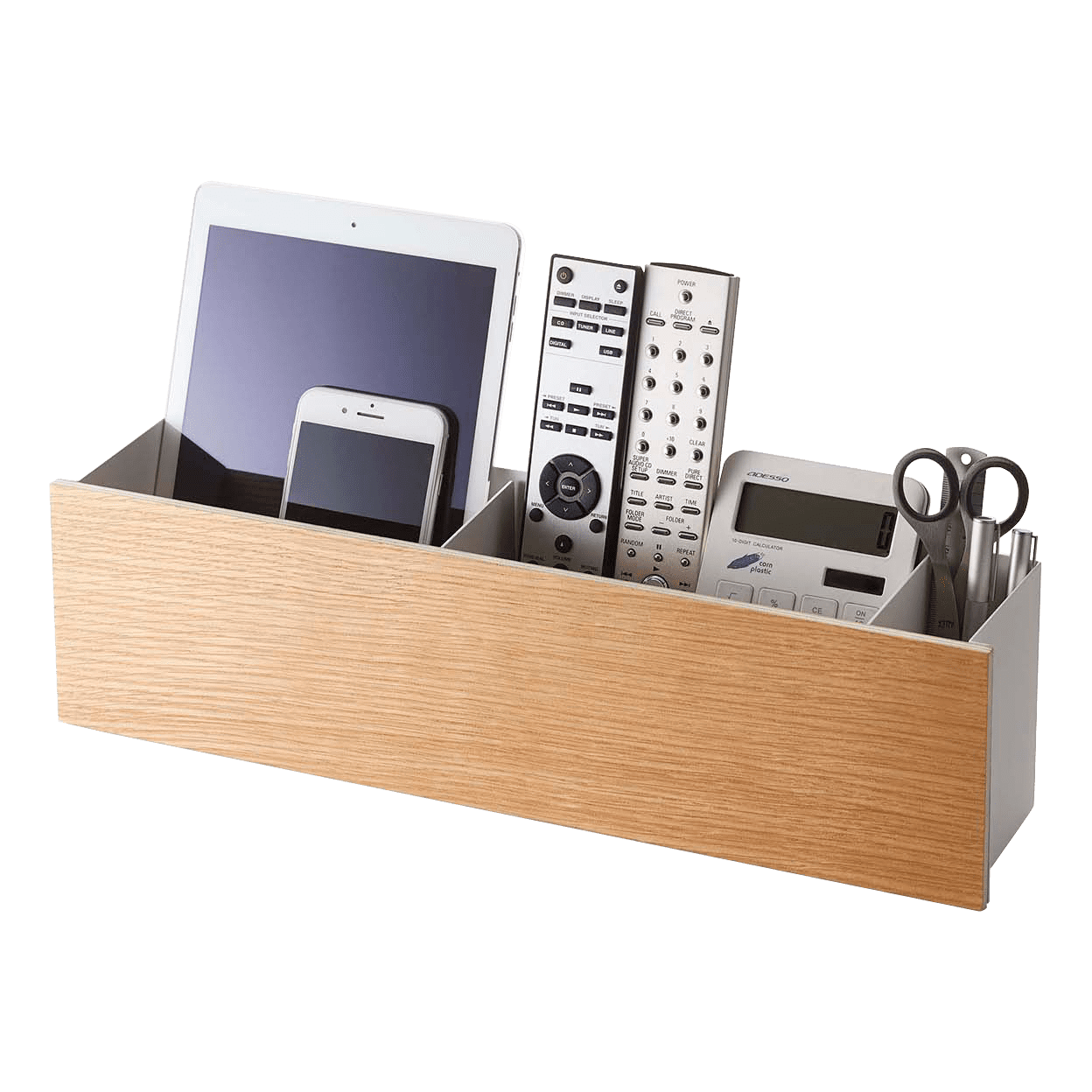 White Wood Desk Organizer with Adjustable Dividers