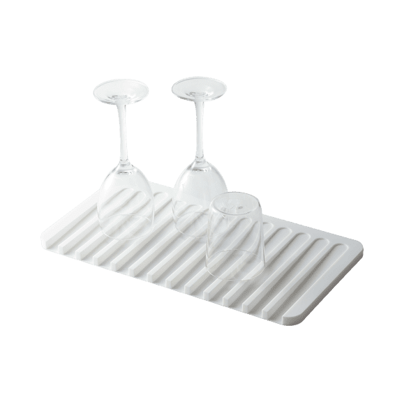 Yamazaki Home Dish Drainer Tray, White, Silicone, No Assembly