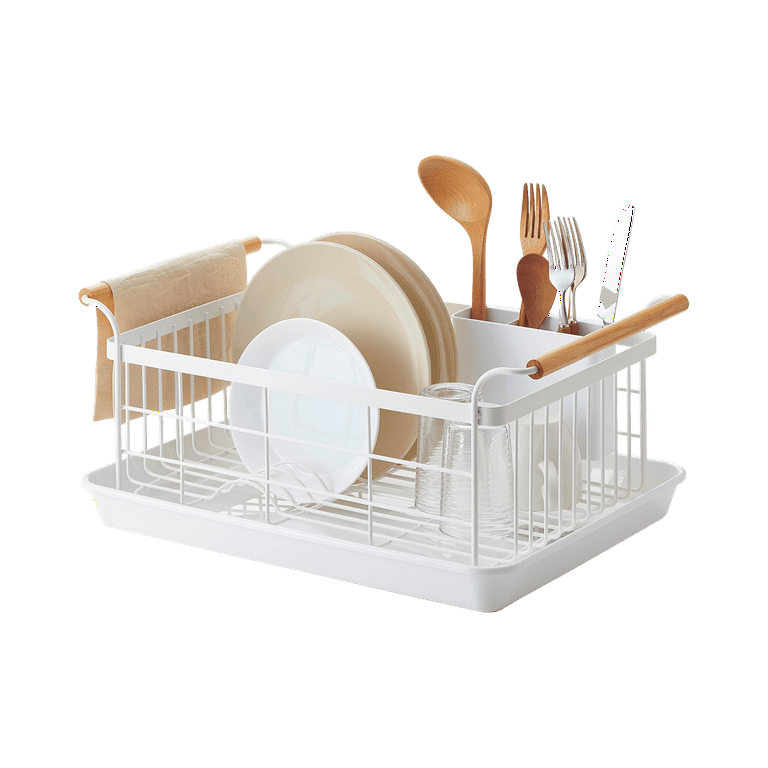 Tosca white dish rack with wood handles sale
