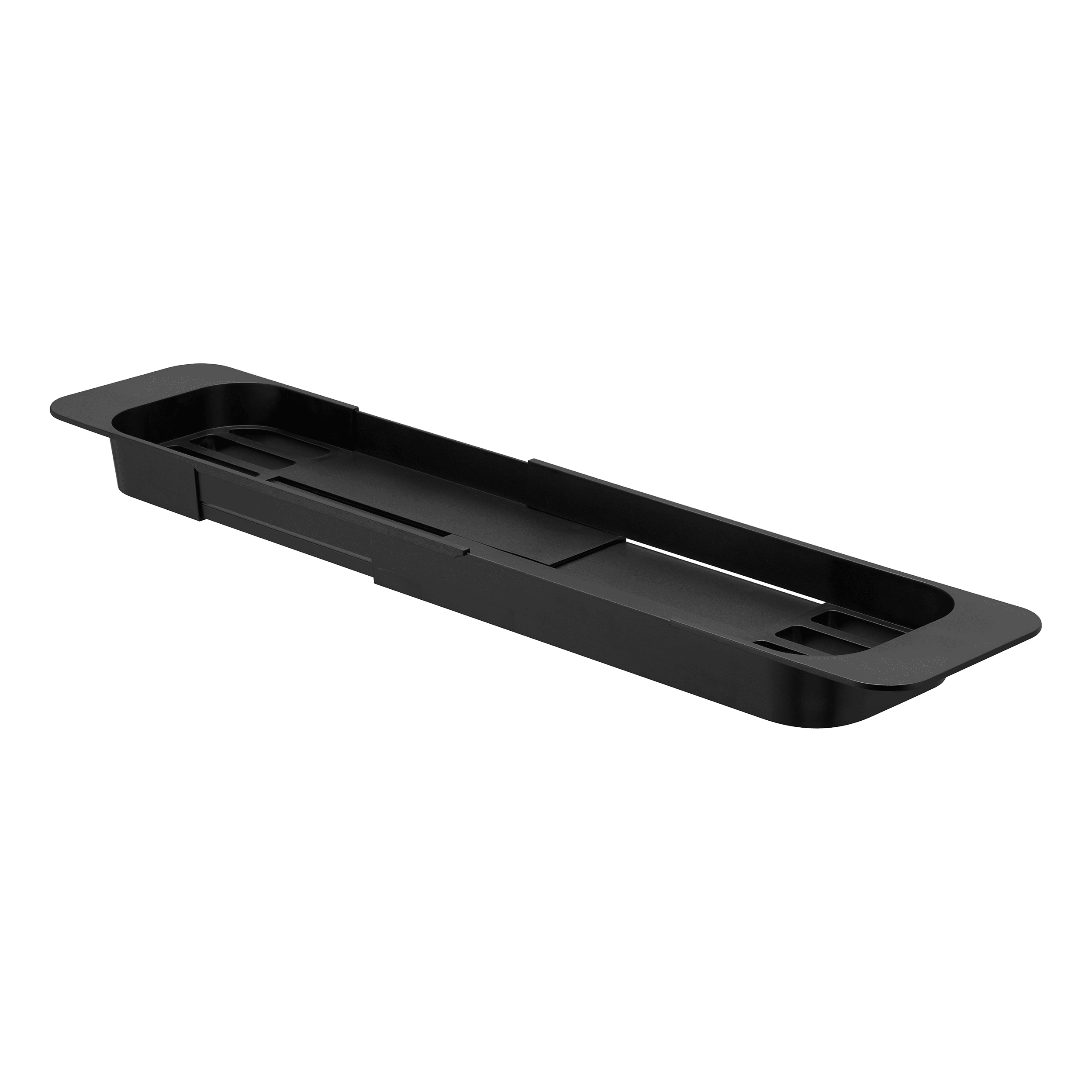 Black Expandable Plastic Bathtub Caddy with Storage
