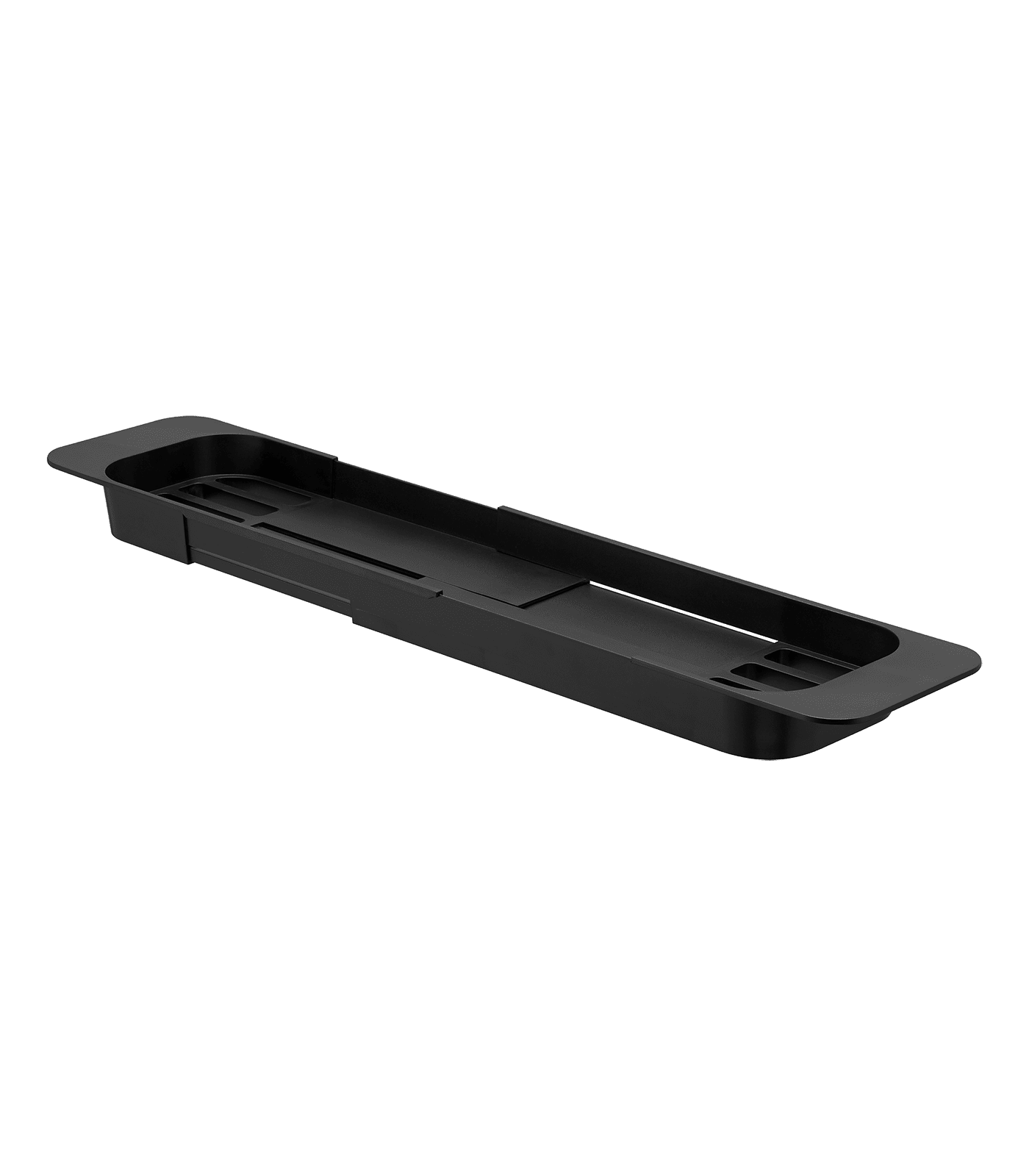 Black Expandable Plastic Bathtub Caddy with Storage
