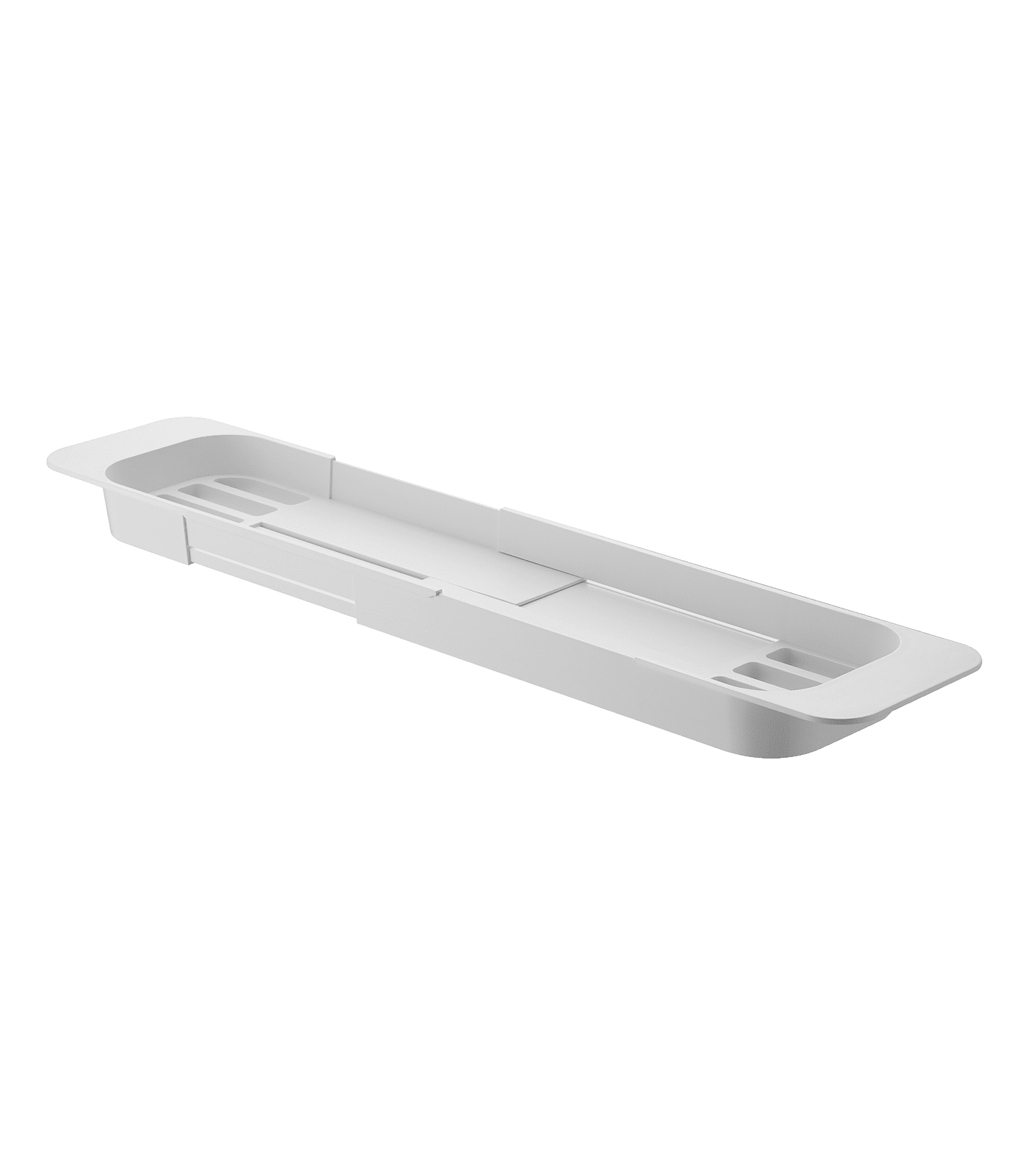 White Expandable Metal Bathtub Caddy with Storage