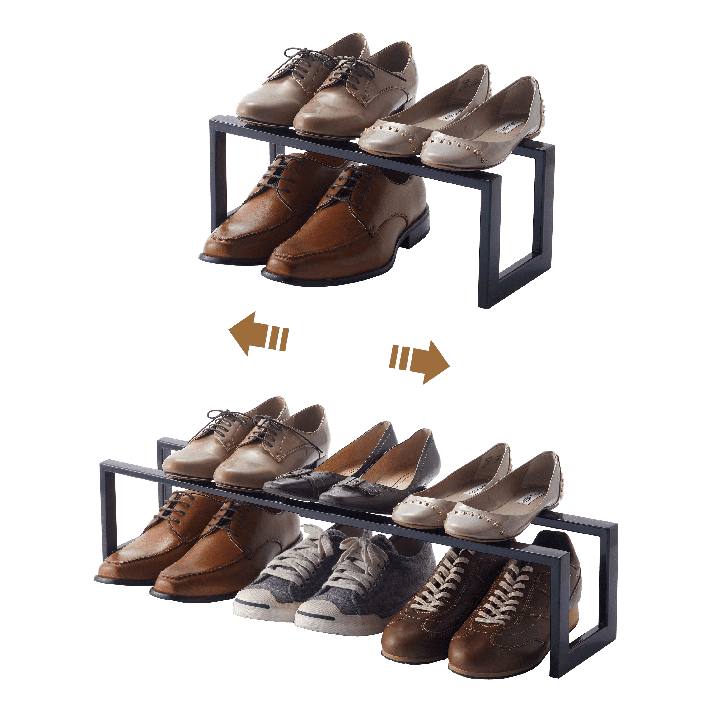 Black Adjustable Stackable Metal Shoe Rack