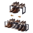 thumbnail image 1 of Yamazaki Home Expandable Shoe Rack - Two Sizes, Black, Steel, Single, Holds 4 to 8 shoes, Expandable, 1 of 8