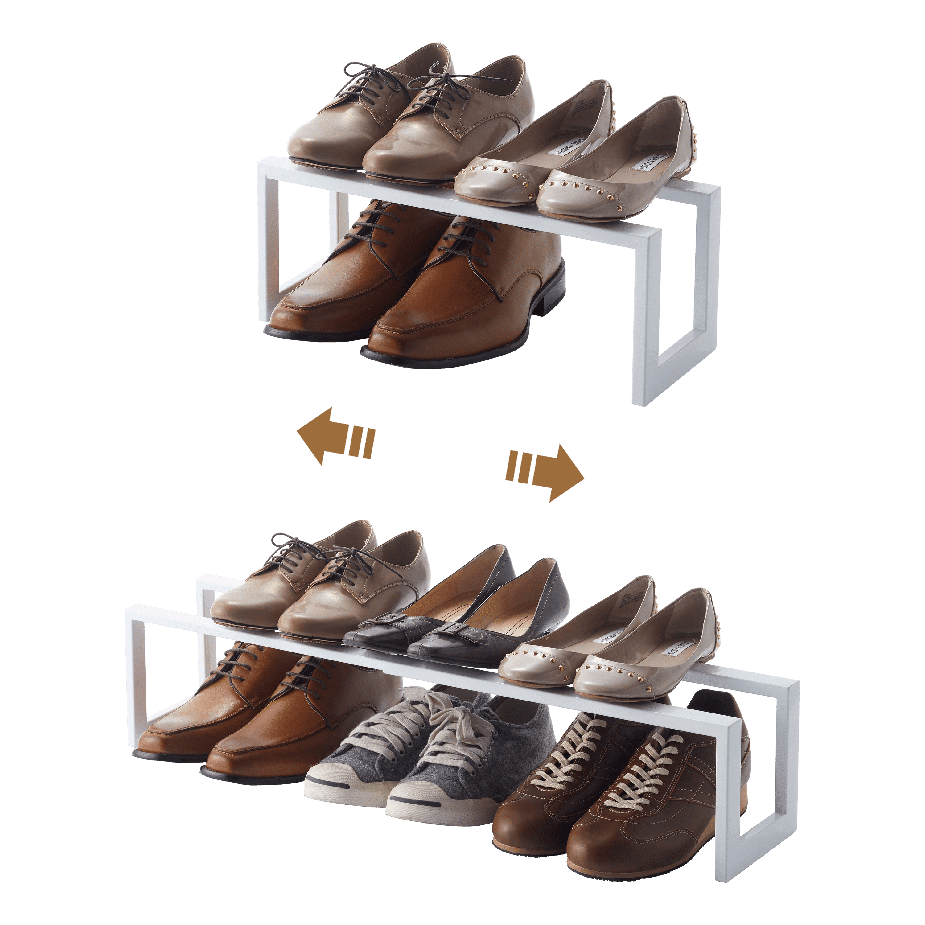 White Adjustable Stackable Metal Shoe Rack