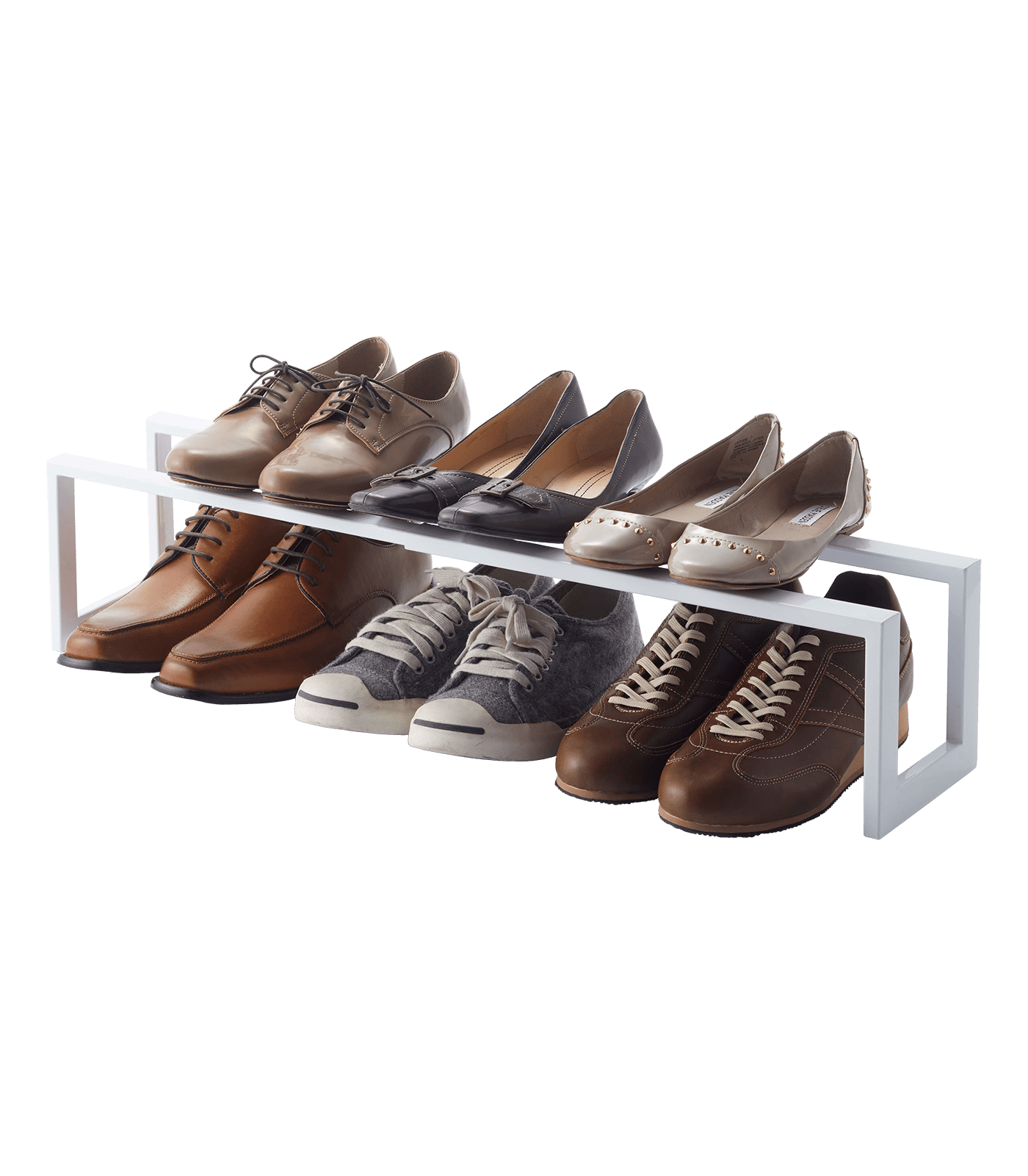 White Adjustable Stackable Metal Shoe Rack