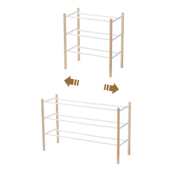 Yamazaki Home Expandable Shoe Rack, White, Steel, Holds 12 to 16 shoes, Supports 19.8 pounds, Expandable