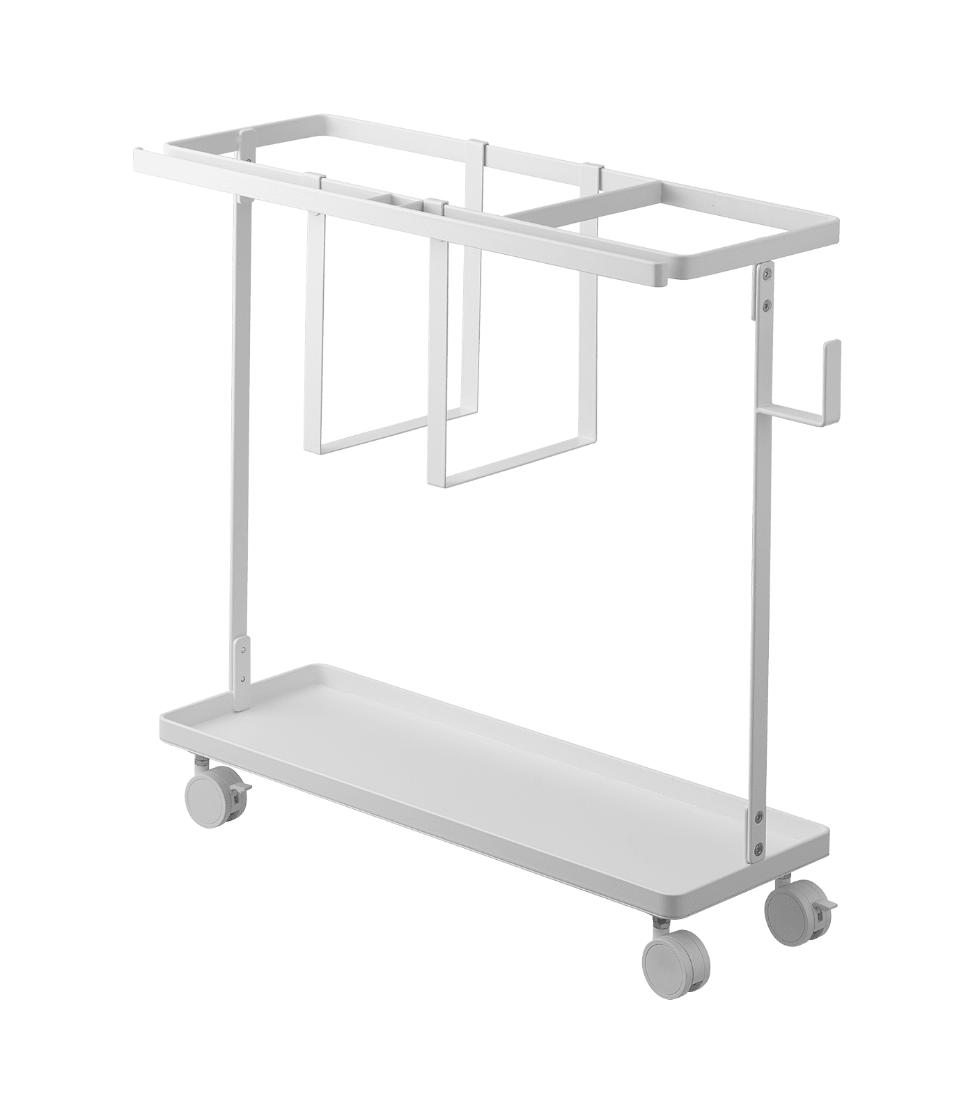 White Steel Fitness Equipment Storage Cart with Casters