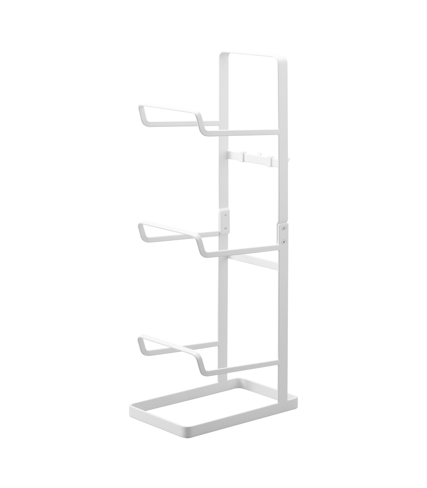 White Steel Home Fitness Equipment Storage Rack with Hooks