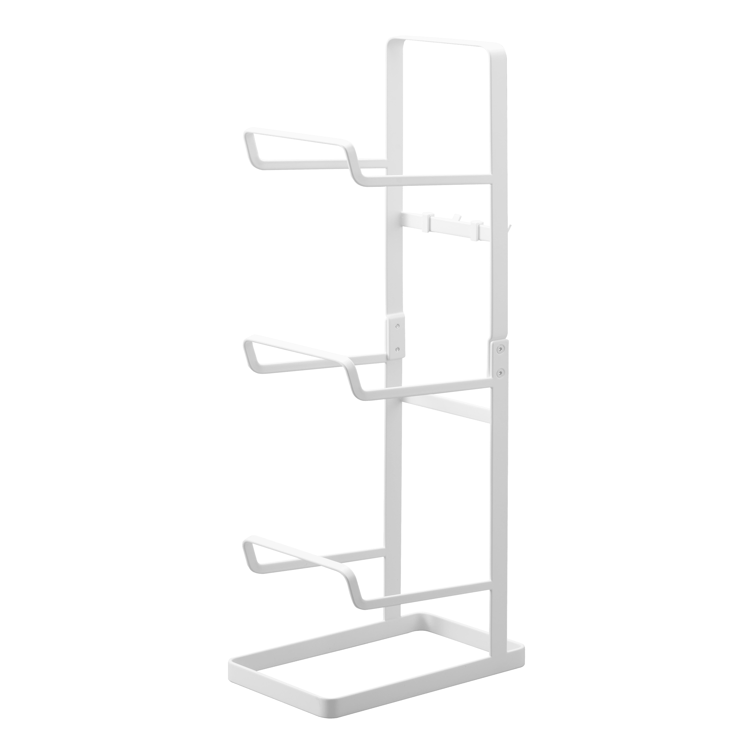 White Steel Home Fitness Equipment Storage Rack with Hooks